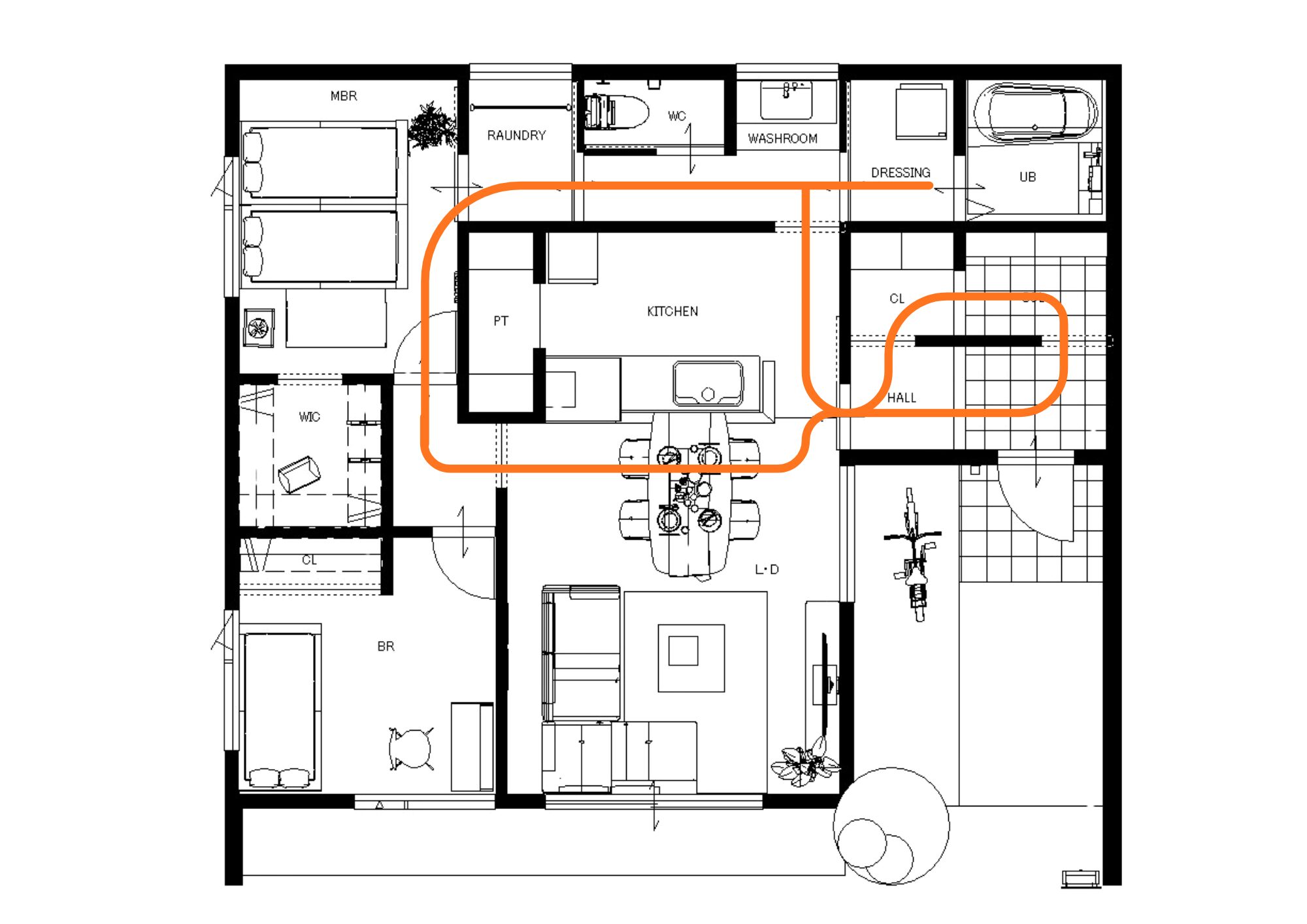 地中熱床暖房で暖かい会津の平屋回遊動線