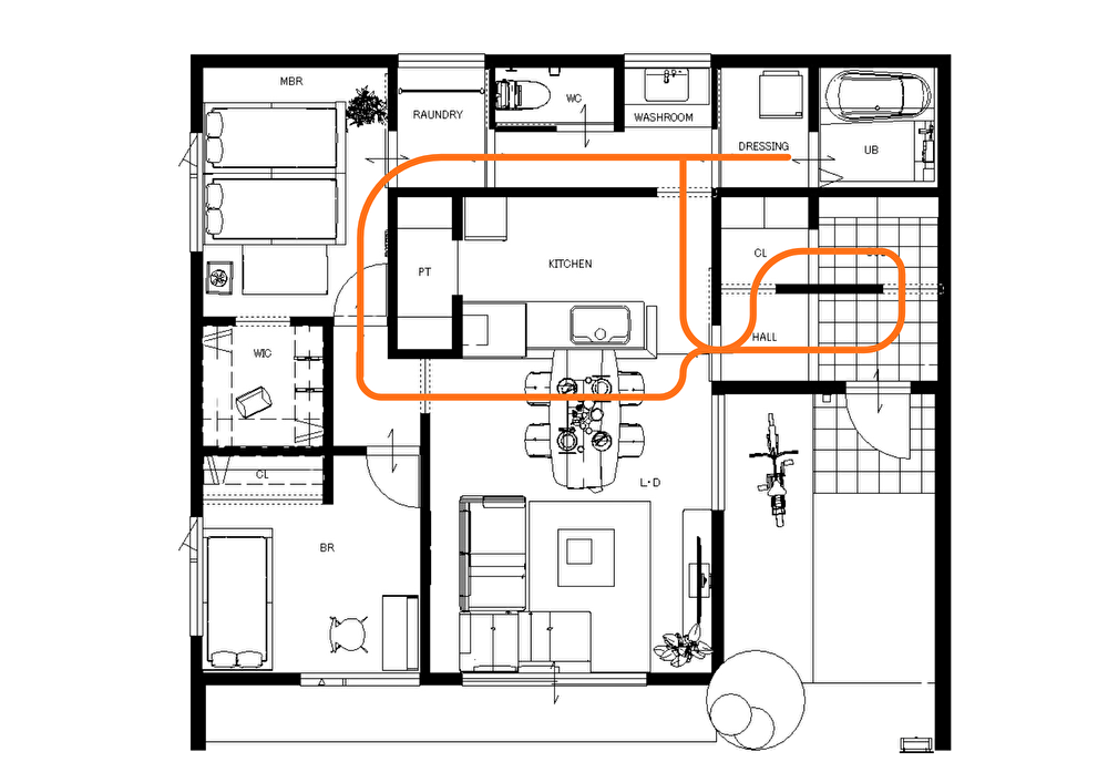 地中熱床暖房で暖かい会津の平屋回遊動線