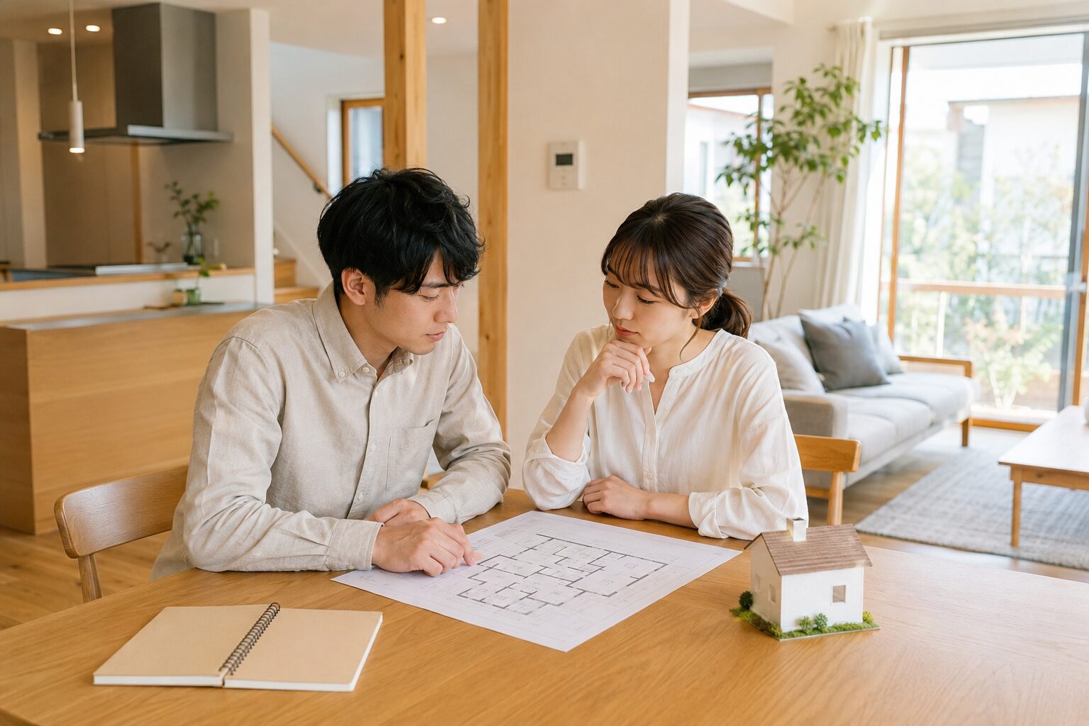 会津で新婚生活と新築住宅について相談する夫婦
